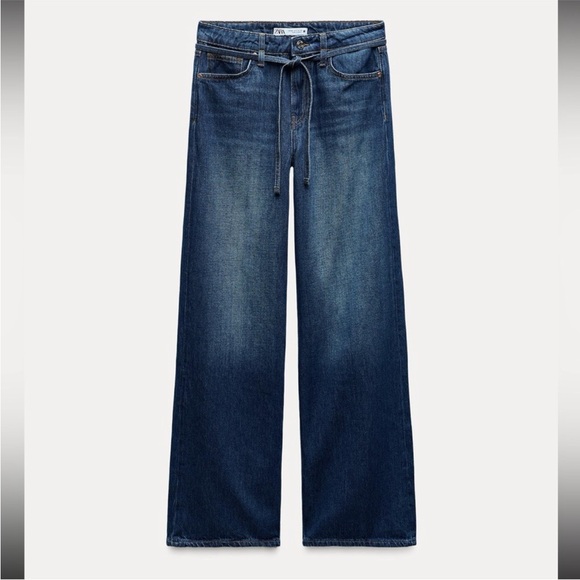 Zara Denim - ZARA HIGH WAISTED WIDE LEG BELTED JEANS